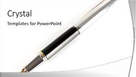  Presentation with fountain pen - Colorful presentation theme enhanced with fountain pen isolated on white backdrop and a white colored foreground