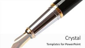  Presentation with fountain pen - Amazing PPT theme having fountain pen isolated on white backdrop and a white colored foreground