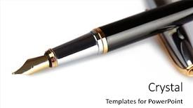  Presentation with fountain pen - Amazing slide deck having fountain pen isolated on white backdrop and a white colored foreground
