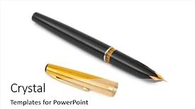  Presentation with fountain pen - Presentation theme having fountain pen isolated on white background and a white colored foreground