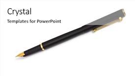  Presentation with fountain pen - Presentation having fountain pen isolated over white background and a white colored foreground