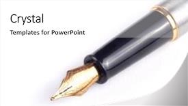  Presentation with fountain pen - Cool new slides with fountain pen on blank letter backdrop and a white colored foreground