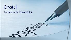  Presentation with fountain pen - PPT layouts enhanced with fountain-pen-writing-the-word background and a sky blue colored foreground