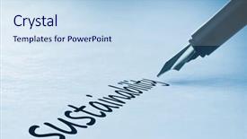  Presentation with sustainability - Presentation theme with fountain pen writing the word sustainability background and a sky blue colored foreground
