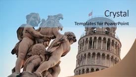  Presentation with tower - Cool new theme with fountain sculpture in pisa backdrop and a light blue colored foreground