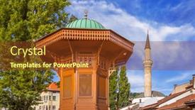  Presentation with bosnia - Slide deck featuring fountain-sebil-sebilj-in-sarajevo background and a tawny brown colored foreground