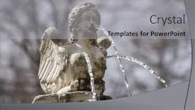  Presentation with water fountain - PPT layouts featuring fountain shaped figure angel water jets coming out of breasts and mouth spring in spain background and a light gray colored foreground