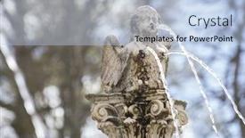  Presentation with spring water - Beautiful theme featuring fountain shaped figure angel water jets coming out of breasts and mouth spring in spain backdrop and a light blue colored foreground