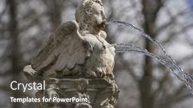  Presentation with spring water - PPT layouts having fountain shaped figure angel water jets coming out of breasts and mouth spring in spain background and a dark gray colored foreground