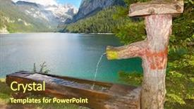  Presentation with water fountain - PPT theme having fountain with drinking water background and a tawny brown colored foreground