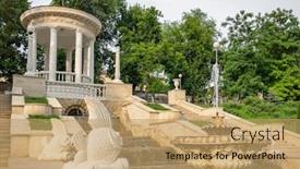  Presentation with stairs - Beautiful slides featuring fountains-and-the-cascading-stairs backdrop and a coral colored foreground