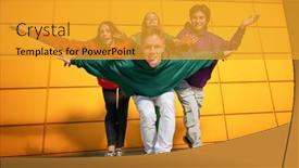 Presentation with bright yellow - PPT theme having four-active-teenagers-in-modern background and a gold colored foreground
