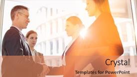  Presentation with shaking hands - Presentation design consisting of four agreements - business people shaking hands background and a coral colored foreground