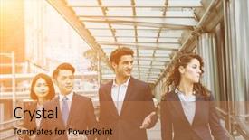  Presentation with people - PPT layouts consisting of four agreements - business people working outside office background and a  colored foreground