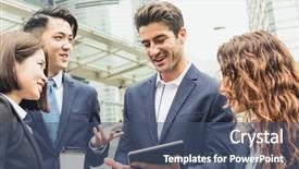  Presentation with people - Colorful presentation design enhanced with four agreements - business people working outside office backdrop and a  colored foreground