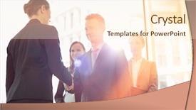  Presentation with business partner people joining hand - Amazing slide deck having four agreements - confident business partners shaking hands backdrop and a cream colored foreground