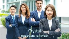  Presentation with group of diverse people - Presentation theme having four agreements - group of business people background and a ocean colored foreground