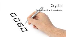  Presentation with pen - Presentation theme having four agreements - hand with pen and check background and a white colored foreground