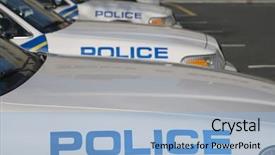  Presentation with american police - Audience pleasing slide deck consisting of four american police cruisers stand backdrop and a light blue colored foreground