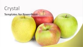  Presentation with show - Amazing PPT layouts having four-apples-show-the-variety backdrop and a sky blue colored foreground