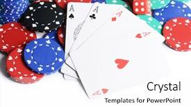  Presentation with casino - Slide deck consisting of four ases and casino chips background and a  colored foreground