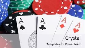  Presentation with casino - Cool new PPT layouts with four ases and casino chips backdrop and a sky blue colored foreground