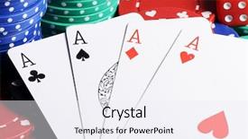  Presentation with casino - Presentation enhanced with four ases and casino chips background and a sky blue colored foreground