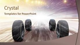  Presentation with automobile - Beautiful slides featuring four automobile wheels rush backdrop and a cream colored foreground