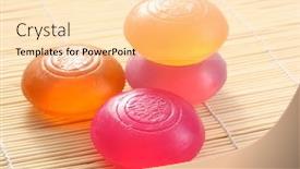  Presentation with soap - Colorful presentation enhanced with four-bars-of-glycerine-soap backdrop and a lemonade colored foreground
