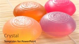  Presentation with soap - Beautiful slide set featuring four-bars-of-glycerine-soap backdrop and a yellow colored foreground