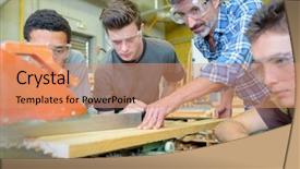  Presentation with electronic - Presentation theme consisting of four block - electronic wood cutting machine background and a coral colored foreground