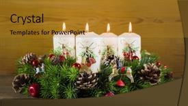  Presentation with white candles - Beautiful presentation featuring four burning white candles backdrop and a gold colored foreground