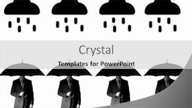  Presentation with rain - Theme consisting of four-businessmen-holding-umbrellas-under background and a light gray colored foreground