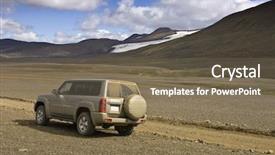  Presentation with car - Slides consisting of four by four car parked background and a tawny brown colored foreground