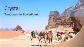  Presentation with rum - Presentation design with four camels in wadi rum background and a light blue colored foreground