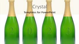  Presentation with new years - Presentation theme enhanced with four-champagne-bottles-for-new background and a lemonade colored foreground