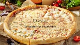  Presentation with mozzarella cheese - Cool new PPT layouts with four-cheese-pizza-or-quattro backdrop and a yellow colored foreground