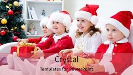  Presentation with christmas kids - Audience pleasing PPT layouts consisting of four children in christmas backdrop and a red colored foreground