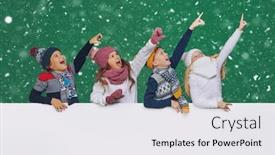  Presentation with green fashion - Audience pleasing slides consisting of four-children-point-in-one backdrop and a white colored foreground