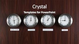  Presentation with zone - Beautiful slide deck featuring four clocks with different time backdrop and a wine colored foreground