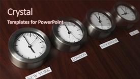  Presentation with zone - Presentation design consisting of four clocks with different time background and a wine colored foreground