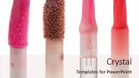  Presentation with lipstick - PPT layouts featuring four color gloss lipstick brushes background and a lemonade colored foreground