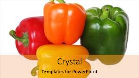  Presentation with four elements of the - PPT theme enhanced with four colored fresh paprika bellpeppers background and a gold colored foreground