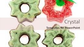  Presentation with ribbon green - Presentation featuring four-colorful-christmas-wreaths background and a lemonade colored foreground