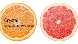  Presentation with citrus - Presentation theme featuring four colorful different citrus slices background and a coral colored foreground