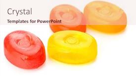  Presentation with sugar - PPT theme featuring four-colorful-fruit-hard-sugar background and a lemonade colored foreground