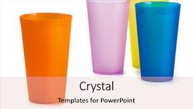  Presentation with bright colorful candy isolated - Audience pleasing PPT layouts consisting of four colorful plastic cups isolated backdrop and a lemonade colored foreground