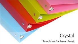  Presentation with three - Cool new PPT theme with four colorful three ring binders backdrop and a white colored foreground