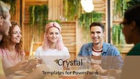  Presentation with companion - PPT theme consisting of four companions looking at their background and a coral colored foreground