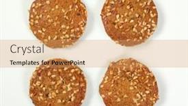 Presentation with almonds - PPT theme consisting of four-cookies-with-chopped-nuts background and a coral colored foreground